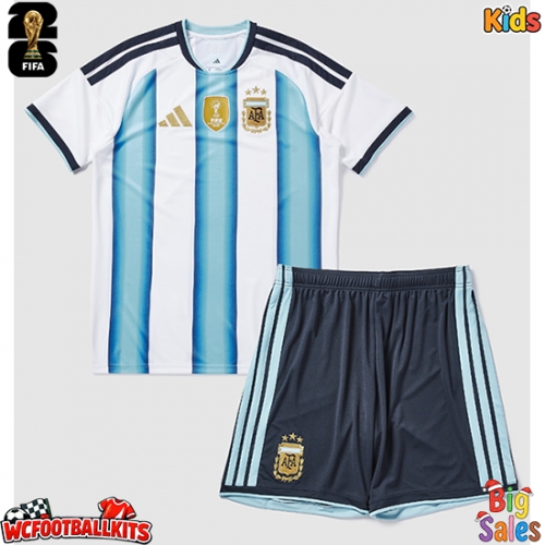 Argentina Replica Home Stadium Kit for Kids World Cup 2026 Short Sleeve (+ pants)